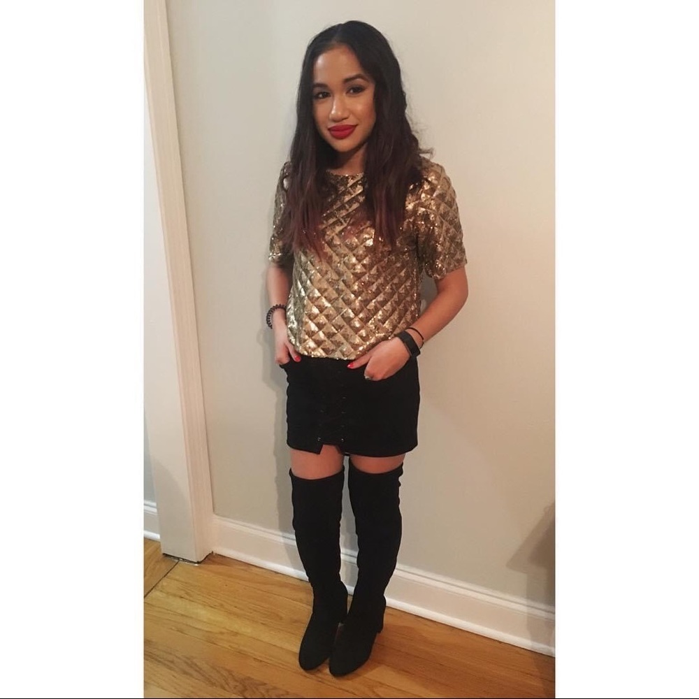 Urban Outfitters - gold sequined blouse